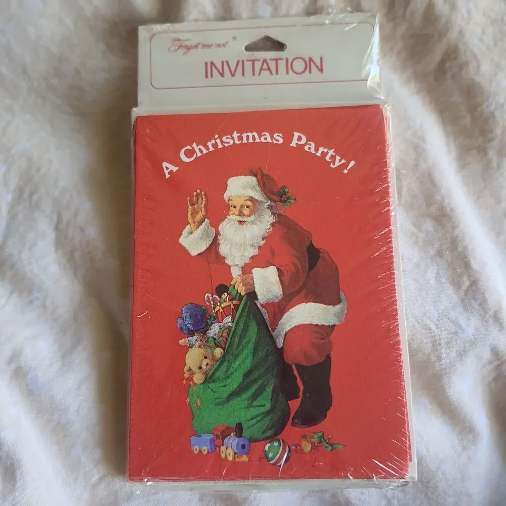 Vtg Lot Of 3 Packs Forget Me Not Christmas Party Invitation New W Envelopes 24